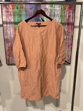 Eileen Fisher Peach Linen Tunic Dress Small